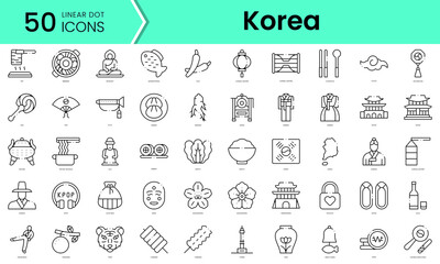 Set of korea icons. Line art style icons bundle. vector illustration - obrazy, fototapety, plakaty