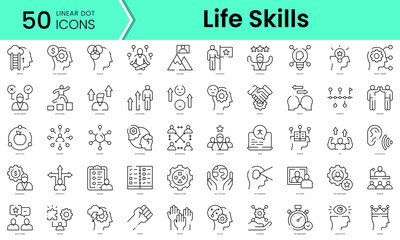 Fototapeta na wymiar Set of life skills icons. Line art style icons bundle. vector illustration