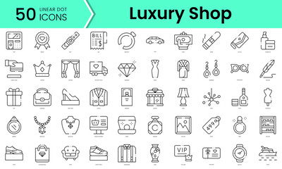 Fototapeta na wymiar Set of luxury shop icons. Line art style icons bundle. vector illustration