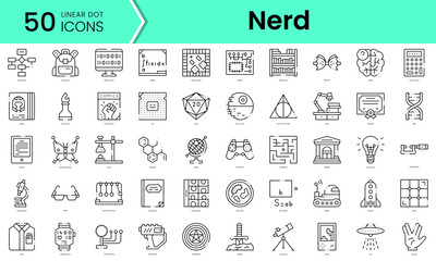 Set of nerd icons. Line art style icons bundle. vector illustration