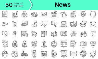 Fototapeta na wymiar Set of news icons. Line art style icons bundle. vector illustration