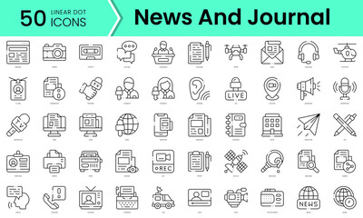 Set of news and journal icons. Line art style icons bundle. vector illustration