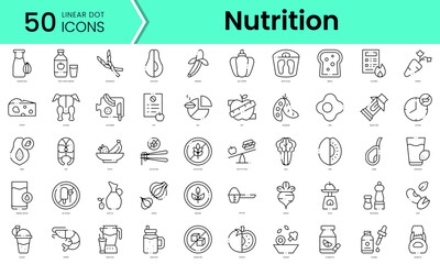 Fototapeta na wymiar Set of nutrition icons. Line art style icons bundle. vector illustration