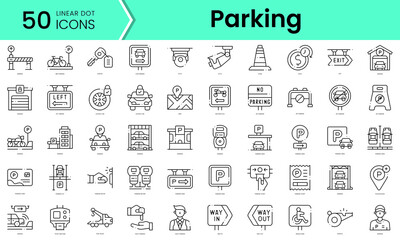 Set of parking icons. Line art style icons bundle. vector illustration