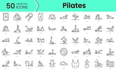 Fotobehang Set of pilates icons. Line art style icons bundle. vector illustration © IconKitty 