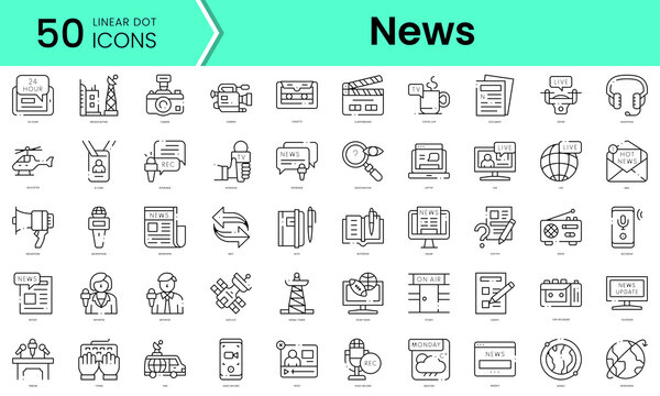 Set of news icons. Line art style icons bundle. vector illustration