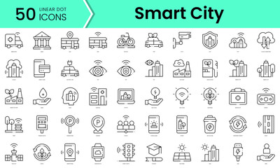 Set of smart city icons. Line art style icons bundle. vector illustration