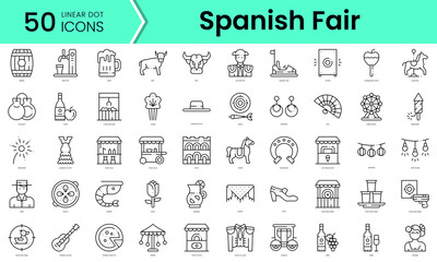 Fototapeta na wymiar Set of spanish fair icons. Line art style icons bundle. vector illustration