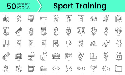 Fototapeta na wymiar Set of sport training icons. Line art style icons bundle. vector illustration