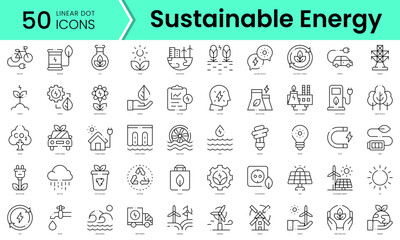 Set of sustainable energy icons. Line art style icons bundle. vector illustration - obrazy, fototapety, plakaty