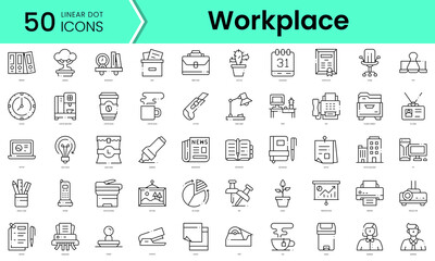 Fototapeta na wymiar Set of workplace icons. Line art style icons bundle. vector illustration
