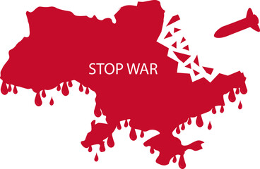 Ukraine map vector illustration. Stop war concept.