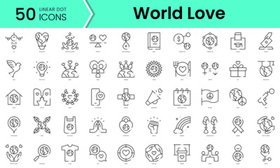 Set of world love icons. Line art style icons bundle. vector illustration