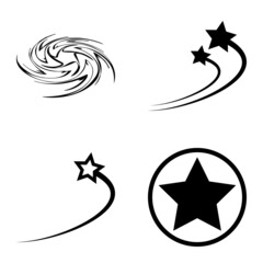 Stars1-2starfall Flat Icon Set Isolated On White Background