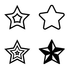 Stars Flat Icon Set Isolated On White Background