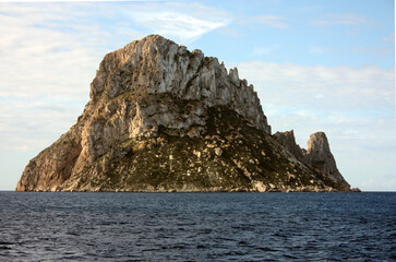 The small Balearic rocky islet of Es Vedra in the Ibiza Sea