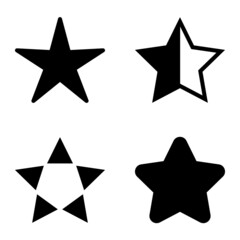 Stars Flat Icon Set Isolated On White Background