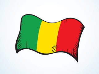 Flag of Mali. Vector drawing sign