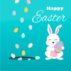  easter rabbit, bunny and eggs illustration