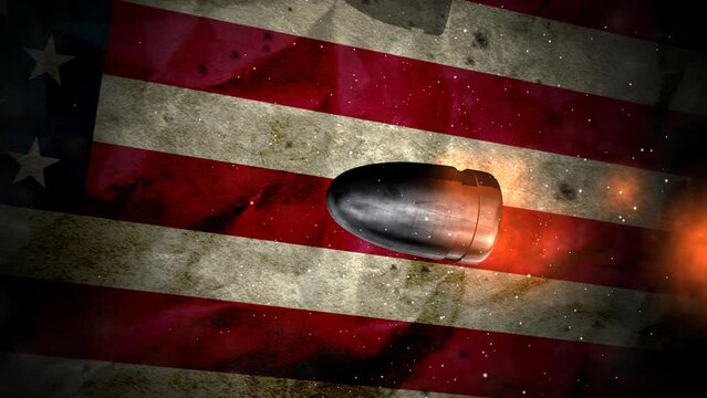 Bullet in slow motion against USA flag