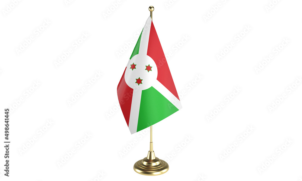 Wall mural Burundi table flag on white background, 3d rendering, isolated