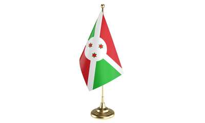 Burundi table flag on white background, 3d rendering, isolated