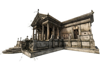 Academy Building Fantasy Architecture, 3D illustration, 3D rendering