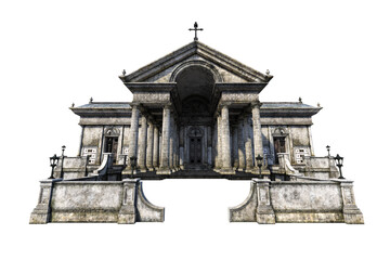 Academy Building Fantasy Architecture, 3D illustration, 3D rendering