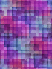 Seamless Hand painted watercolour Purple and pink  block check  Background Pattern