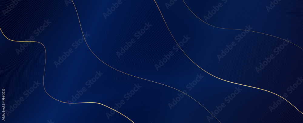 Poster Luxury abstract background design with diagonal dark blue and gold line pattern. Vector horizontal template for business banner,  formal invitation, prestigious voucher, premium card, gift certificate