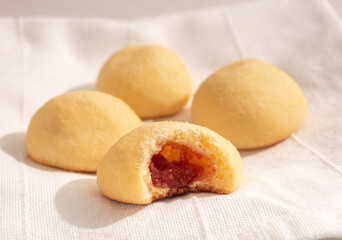 Delicious bread Pan de Bono with sweet guava, also known in Latin America as Chipa, Pan de Yuca and...