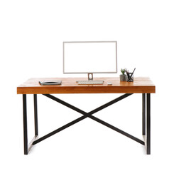 Modern workplace on white background