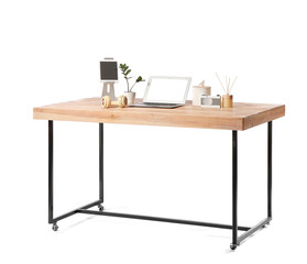 Modern workplace on white background