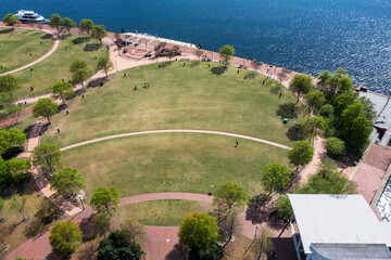 Aerial view of Town Point Park in Norfolk Virginia