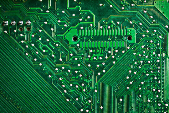 Inside your computer. Closeup image of a computer circuit board.
