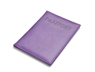 Violet passport on white background