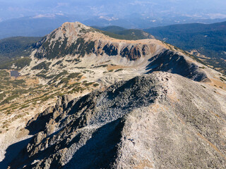 Aerial view Around Polezhan peak, Pirin Mountain, Bulgaria