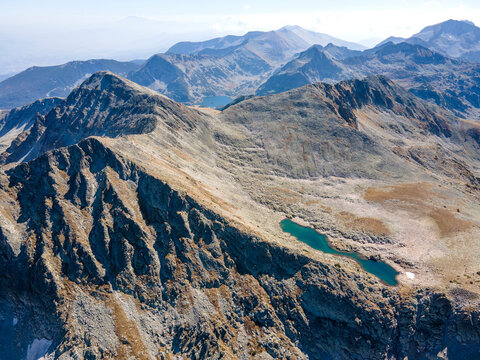 Aerial view Around Polezhan peak, Pirin Mountain, Bulgaria