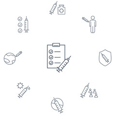 Vaccination icons set . Vaccination pack symbol vector elements for infographic web