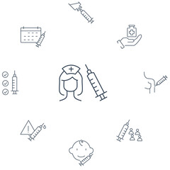 Vaccination icons set . Vaccination pack symbol vector elements for infographic web