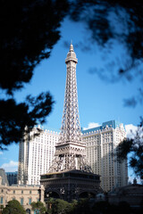 Vertical view of Eiffel Tower Restaurant in Las Vegas Nevada