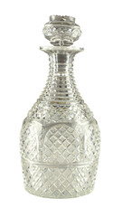 Antique crystal decanter for alcoholic beverages isolated on white