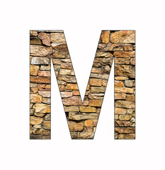 Alphabet letter M - Rustic stone background