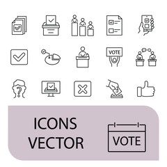 Voting and Election icons set . Voting and Election pack symbol vector elements for infographic web