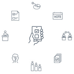 Voting and Election icons set . Voting and Election pack symbol vector elements for infographic web