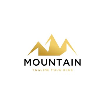 mountains logo golden. vector illustration. flat image of mountains. vector logo