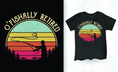 Retired Fishing Funny Retro Vintage Retirement T-shirt Design