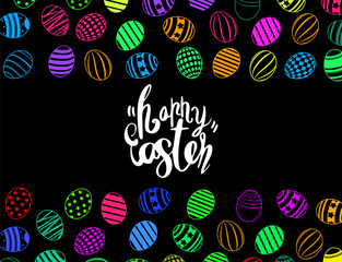 Happy Easter wreath with easter Website header or banner design.  Easter sale Holiday background with painted eggs, gift,