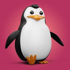 Cute penguin, cute animal, 3d rendering illustration