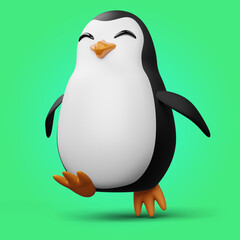 Cute penguin, cute animal, 3d rendering illustration
